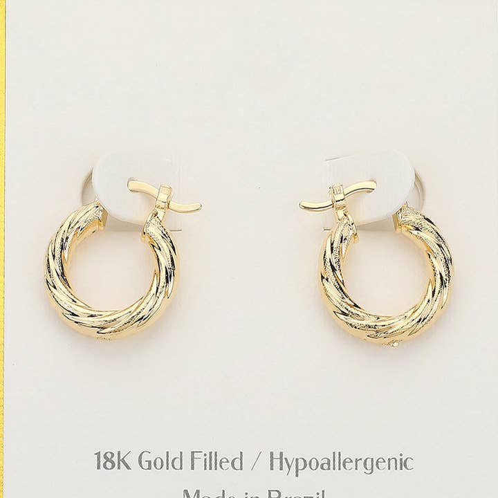 18K Guld Fyllda Hypoallergena Tvistade Hoop Örhängen med Stiftlås för wholesale av Sensibling Corp.
