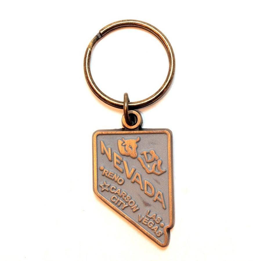 Gleeful Peacock - Wholesale Keychain - Unisex - Nevada Keychain - High Quality Thick Metal State Love1
