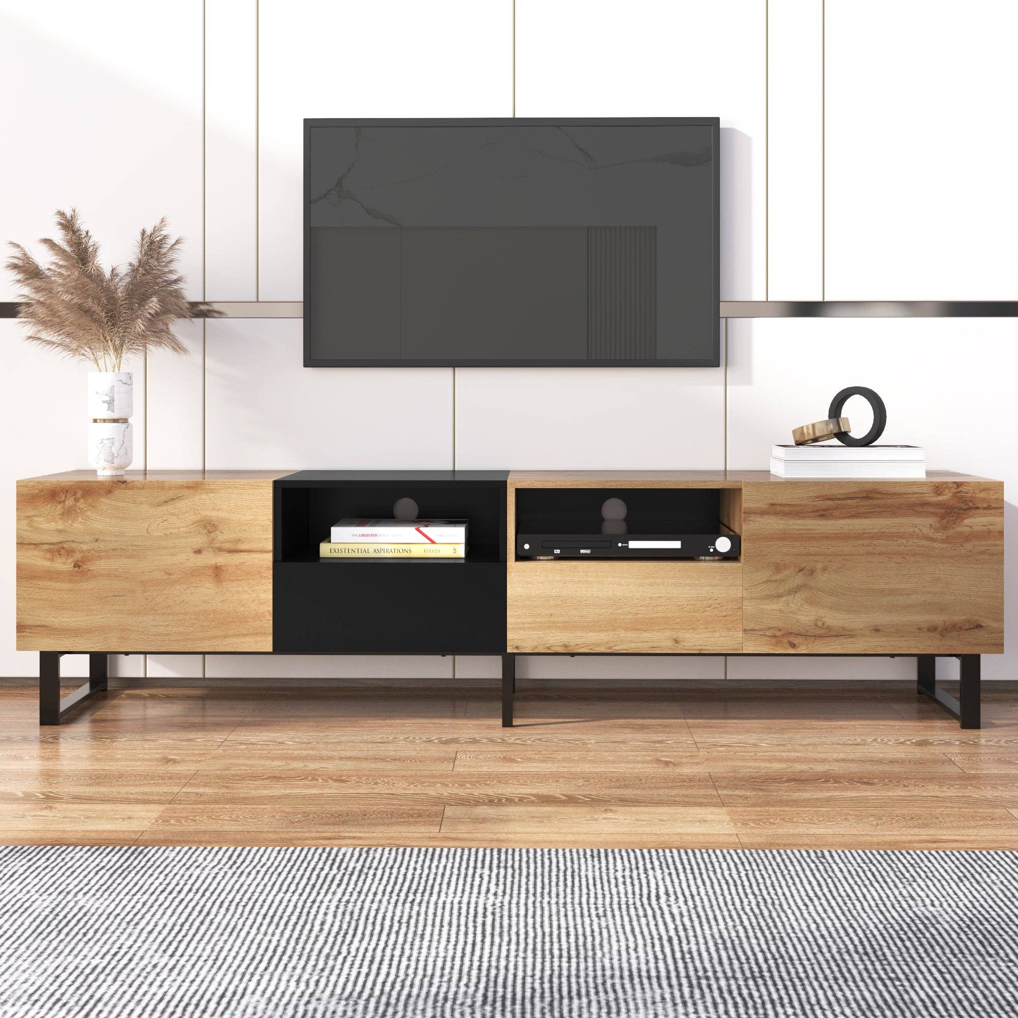 Urban Meuble - Wholesale Console Table - Modern TV stand with black and wood design and spacious storage space MODAI25
