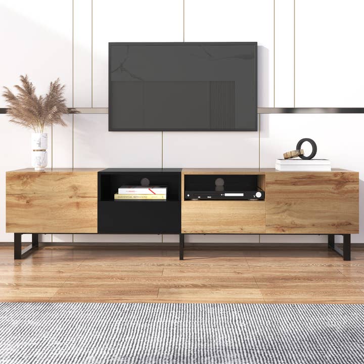 Urban Meuble - Wholesale Console Table - Modern TV stand with black and wood design and spacious storage space MODAI25
