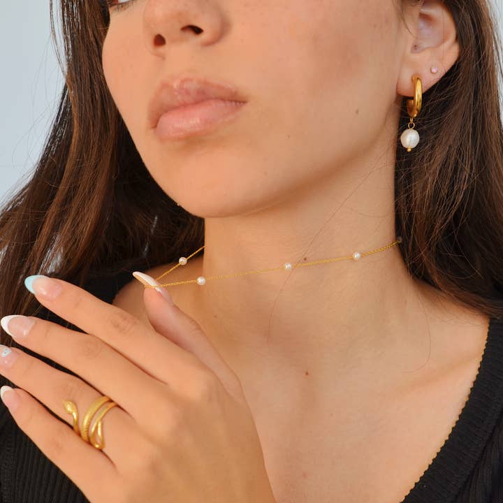 AzzaikJewelry - Wholesale Link & Chain Necklace - Minimalistic Pearl Chain Necklace