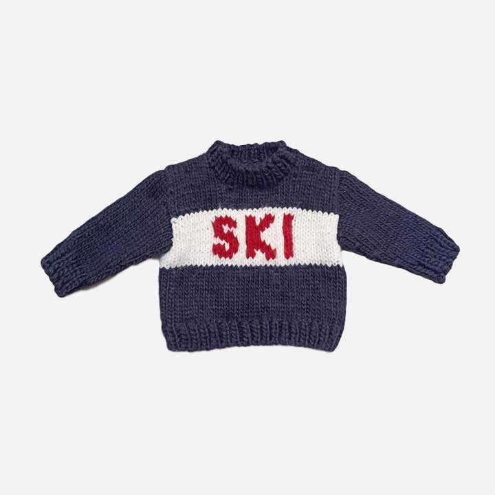 Pull de ski bleu marine bébé enfants neige hiver vacances pour la vente par The Blueberry Hill