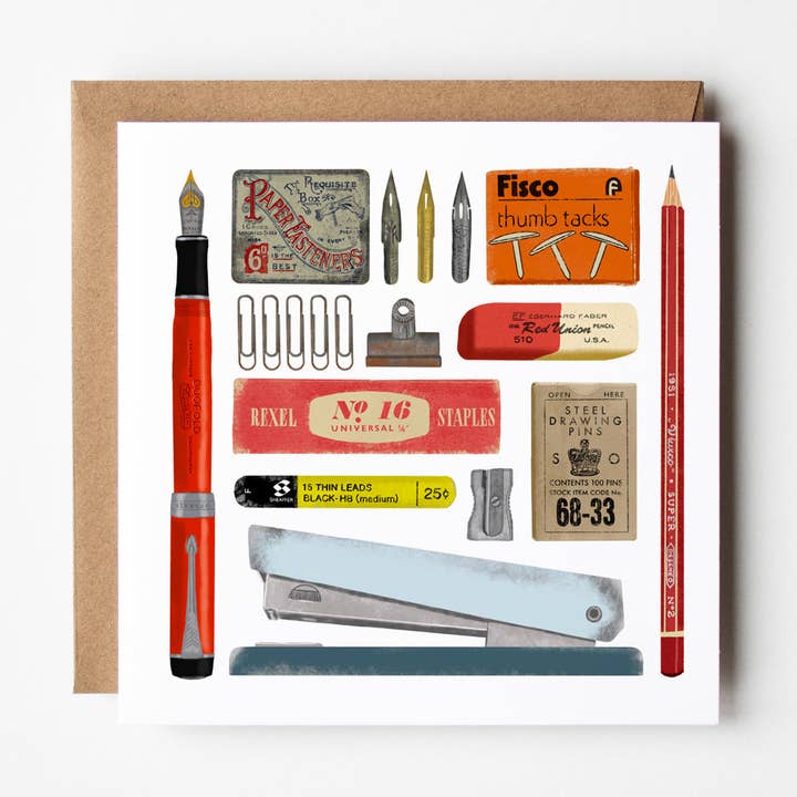 Vintage Stationery - blank greetings card for wholesale by Design Smith