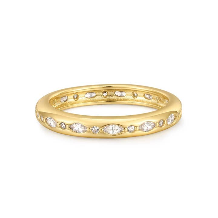 MULTI SHAPED CZ CHANNEL RING for wholesale by Eklexic