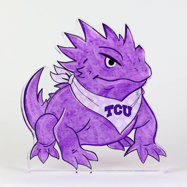 TCU Horned Frog Akrylhylde | Kunstblok | Sovesalsdekoration for engroshandel hos Tailgated Co.