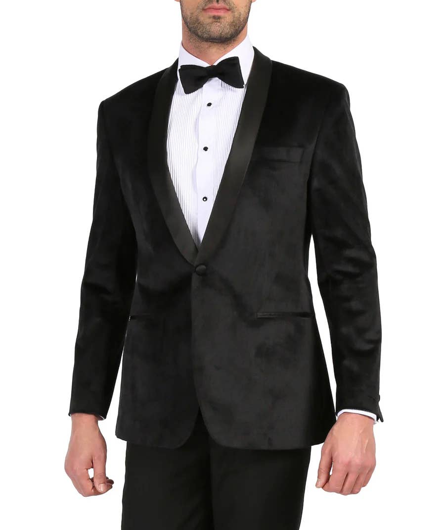 Ferrecci - Wholesale Blazer - Men's - Ferrecci - Enzo Men's Velvet Slim Fit Shawl Tuxedo Blazer