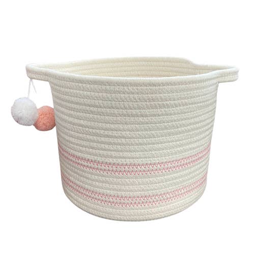 Panier en corde de coton biologique - Rayure rose pour la vente par Our Green House