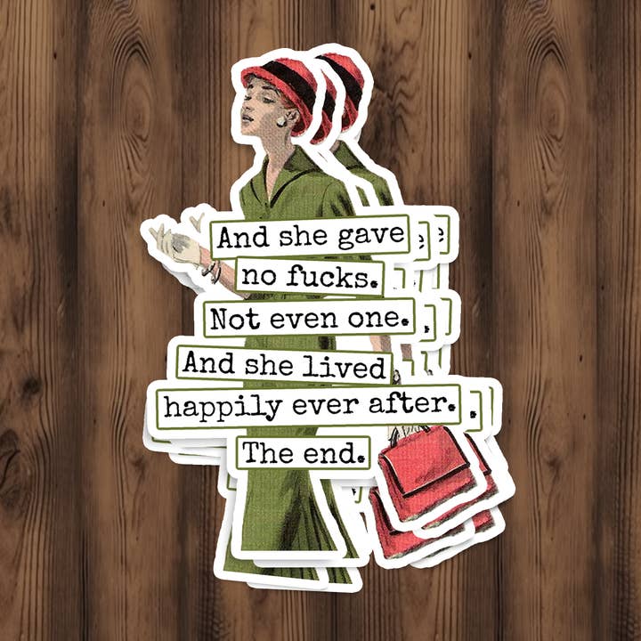 Adesivo divertente. E non gliene fregava niente. Neanche un po'. per la vendita all'ingrosso da parte di Raven's Rest Studio