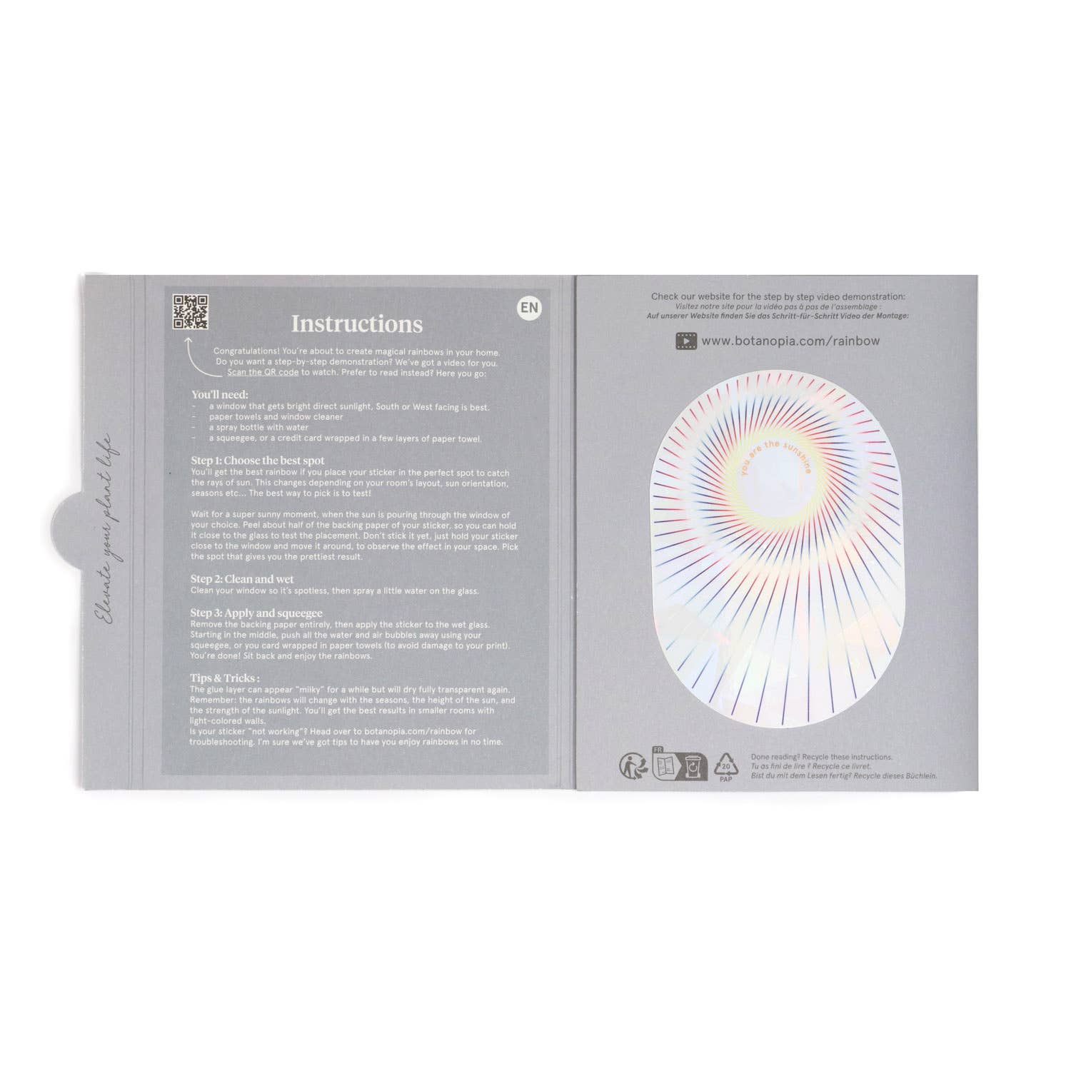 Botanopia - gifts , decor and cards for plant lovers - Wholesale Suncatcher - Rainbow maker sticker - You are the sunshine14