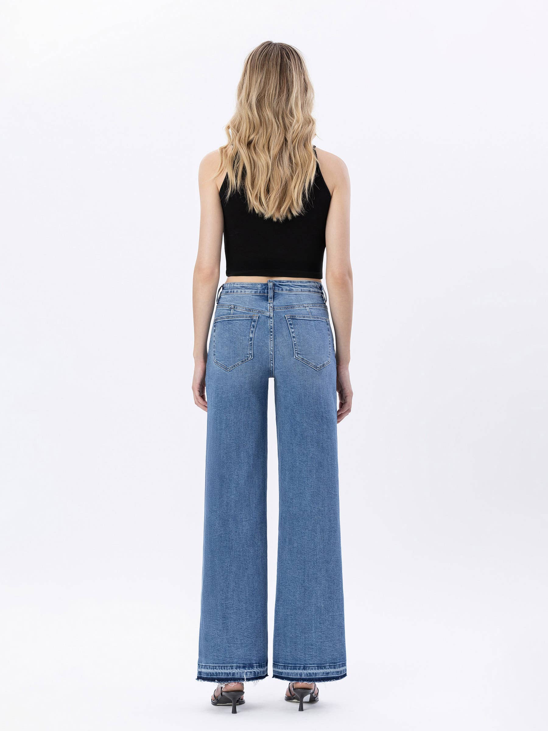 RESOLUTE SUPER HIGH RISE SPLIT SEAM WIDE LEG JEANS F5374M for wholesale on Faire7