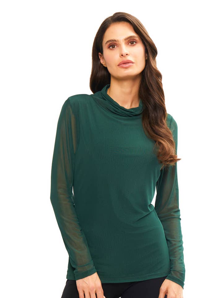 B9195-I - Camisola de Malha Verde com Gola de Capa por atacado de Adore