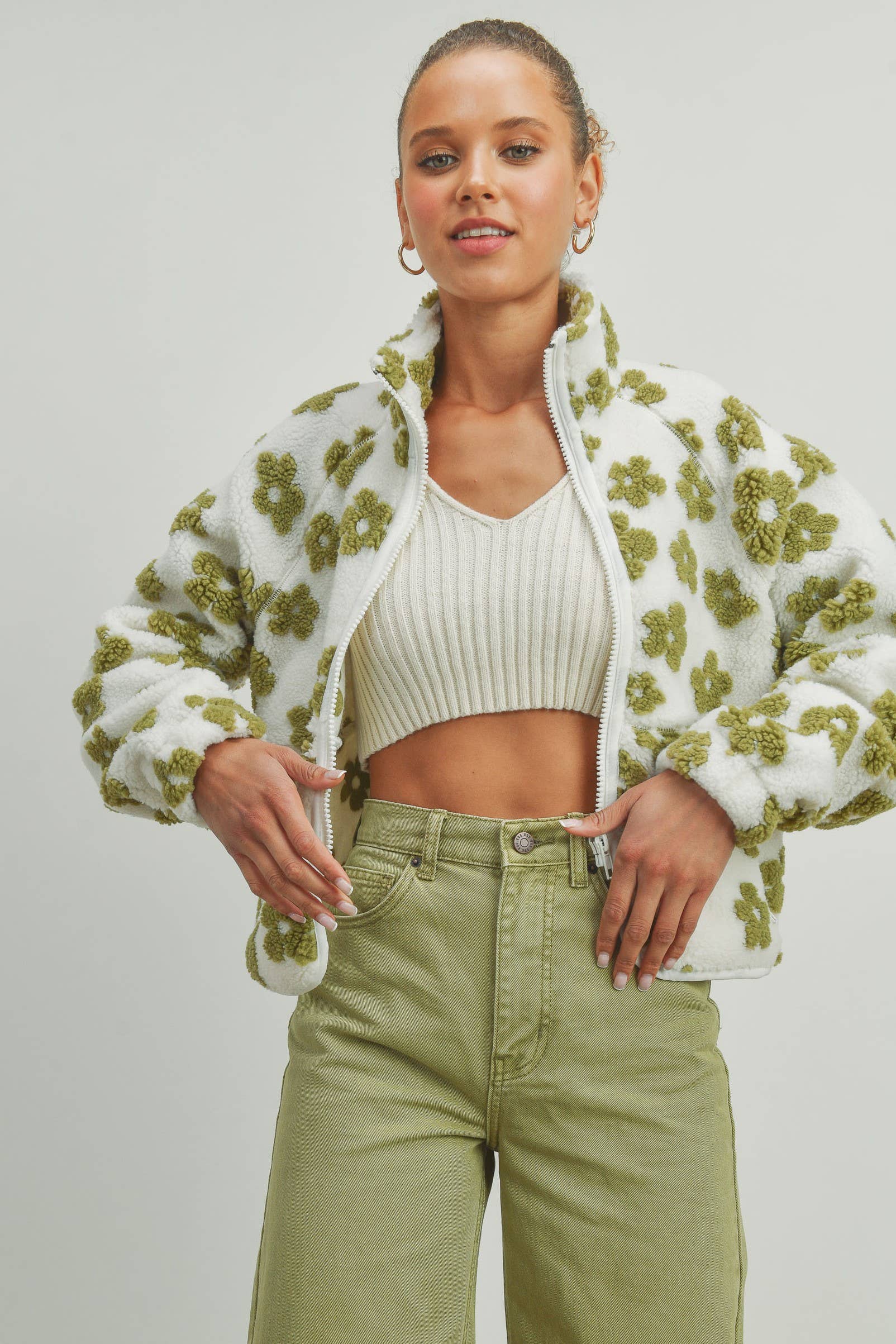 BUTTERMELON - Wholesale Fleece - Women's - Fall Daisy Flower Pattern Fleece Sherpa - BMJ700815