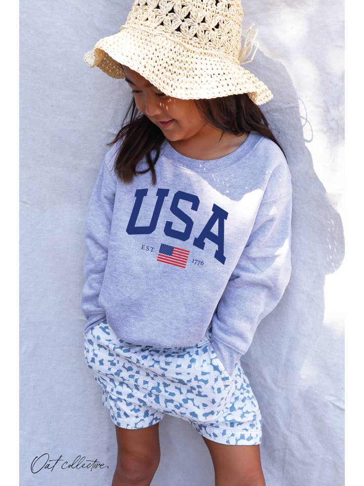 OAT COLLECTIVE - Wholesale Sweatshirt - Kids - USA EST.1776 PRINT Toddler Graphic Sweatshirt4