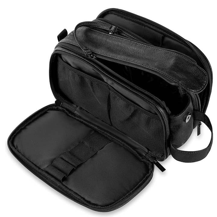 RockCow Leather Studio - Wholesale Toiletry Bag - Men's - Groomsmen Gift, Waterproof PU Leather Toiletry Bag, Vegan Leather Dopp Kit, Water-Resistant Bathroom Toiletries Organizer, Christmas Gift9