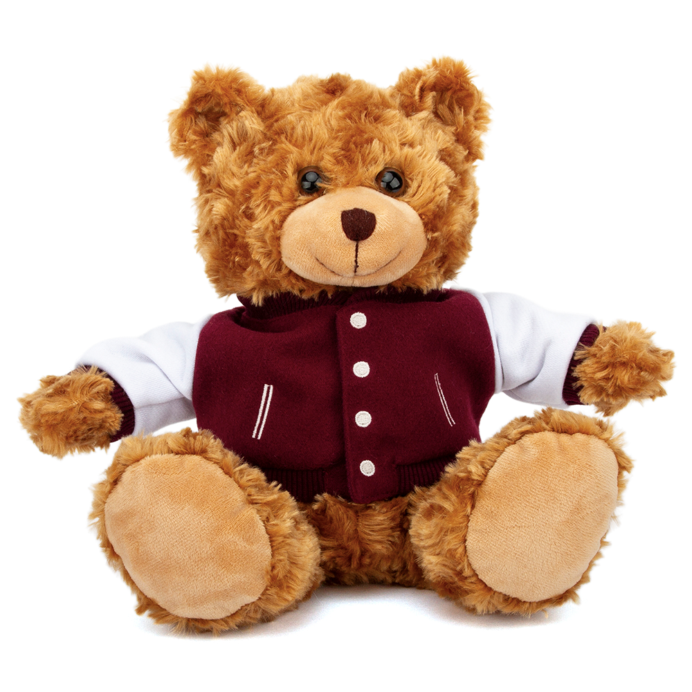 Plushland - Wholesale Stuffed/Plush Toy - Kids & Baby - 11" Customizable Mocha Bear Plush with Custom Varsity Jacket3