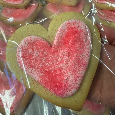 Heart Sugar Cookies (Valentine's Day, Pink) for wholesale by PHIVI BOX