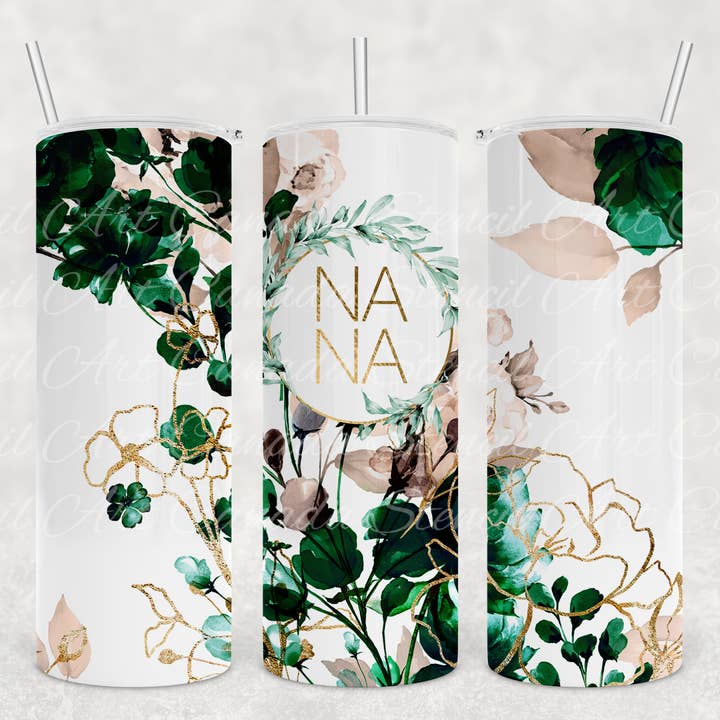 Nana Blommig Tumbler, 20 oz. Rostfritt Stål för wholesale av Stencil Art Canada