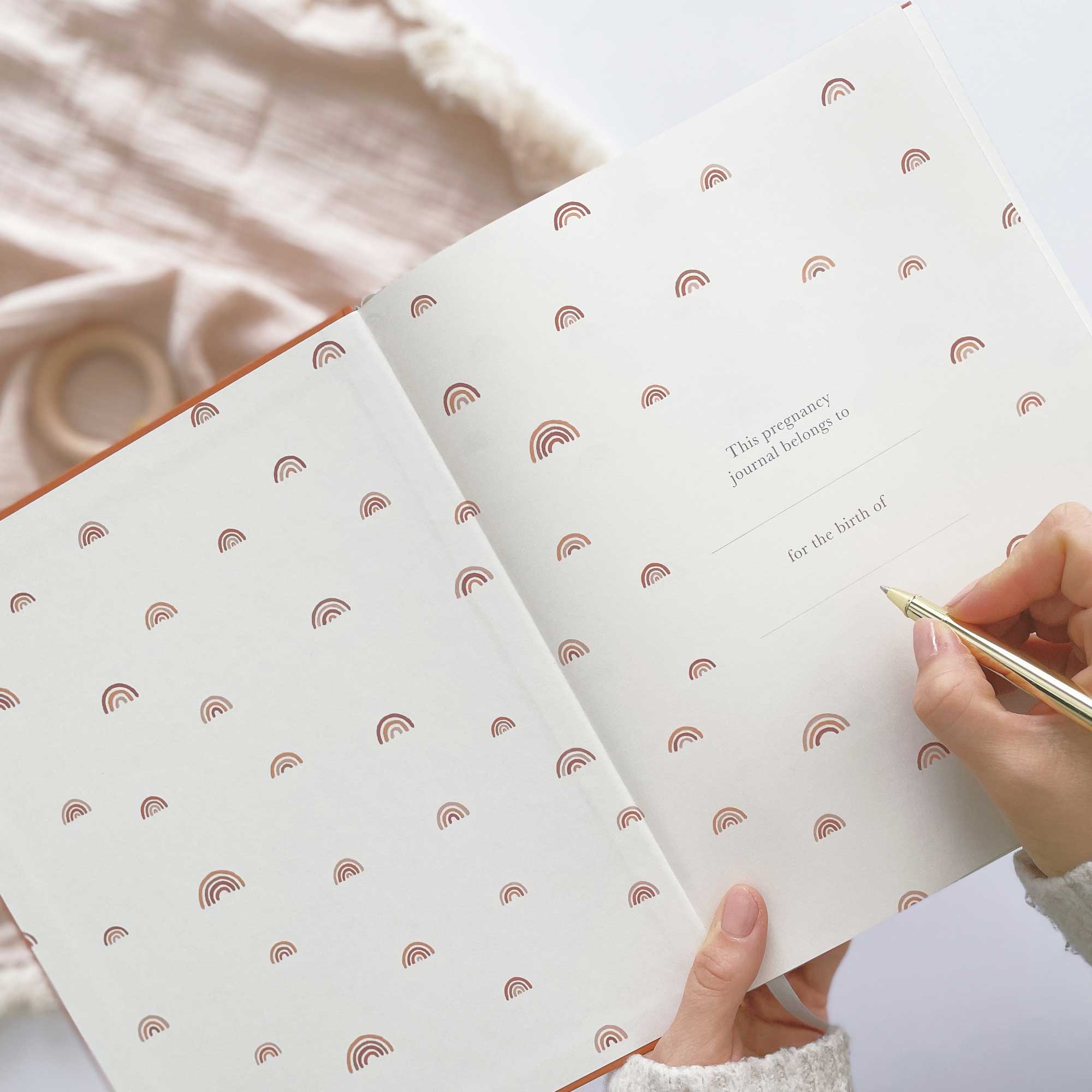 Blush And Gold - Vendita all'ingrosso Diario - Premaman - Nuovo - Diario della gravidanza con arcobaleni e bordi dorati3