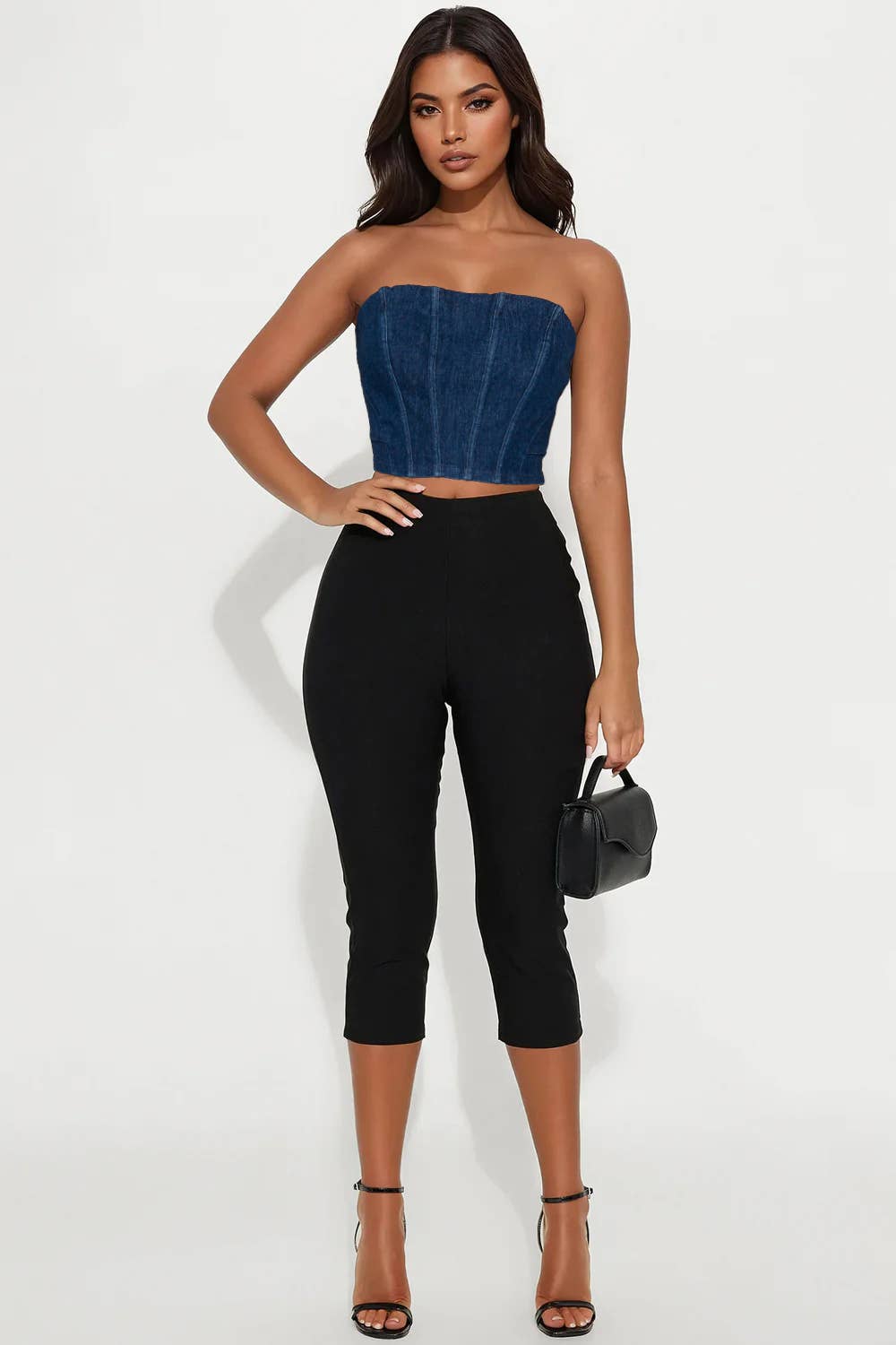 5besties inc - Vente Corset – femme - TOP COURT BUSTIER EN DENIM2