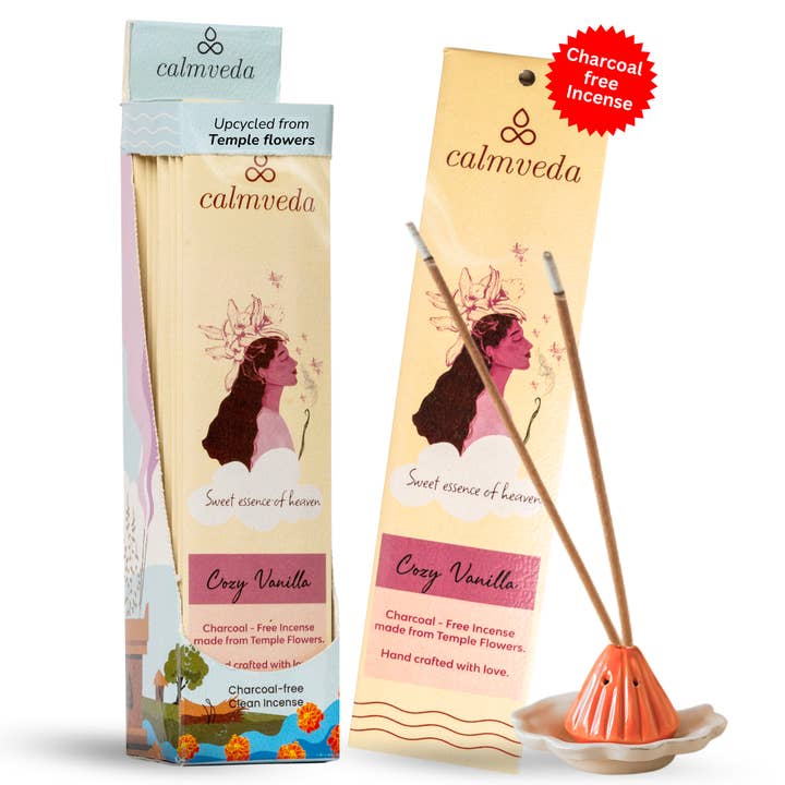 Calmveda Incense & Aromatherapy - Wholesale Incense - Creamy Vanilla Charcoal free Incense Sticks set-10 x12 Stick