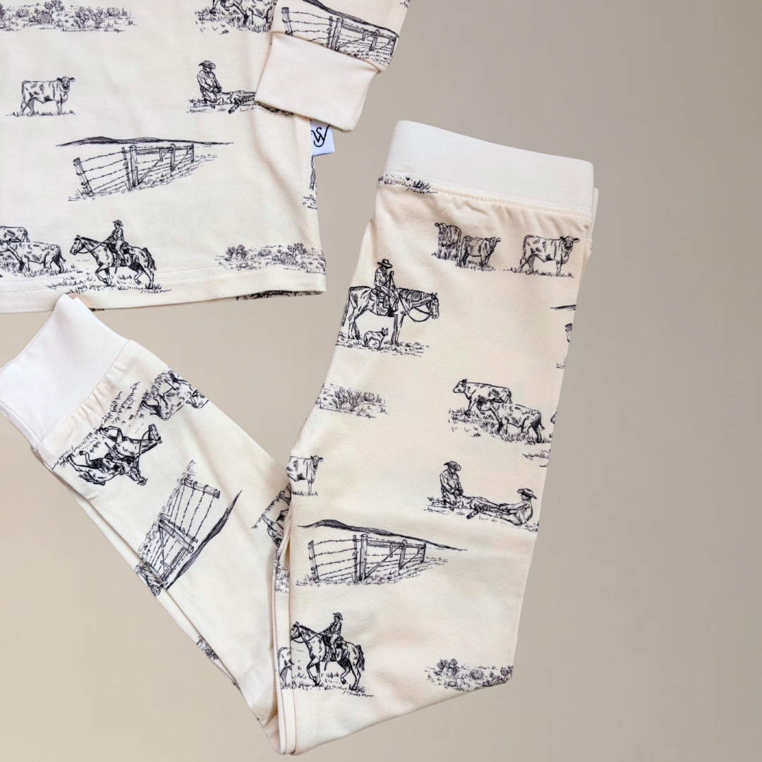 Sage West Clothing Co. - Vente Haut et bas de pyjama – enfant - {Cowboy de la Prairie} Ensemble de Pyjama pour Tout-Petit1