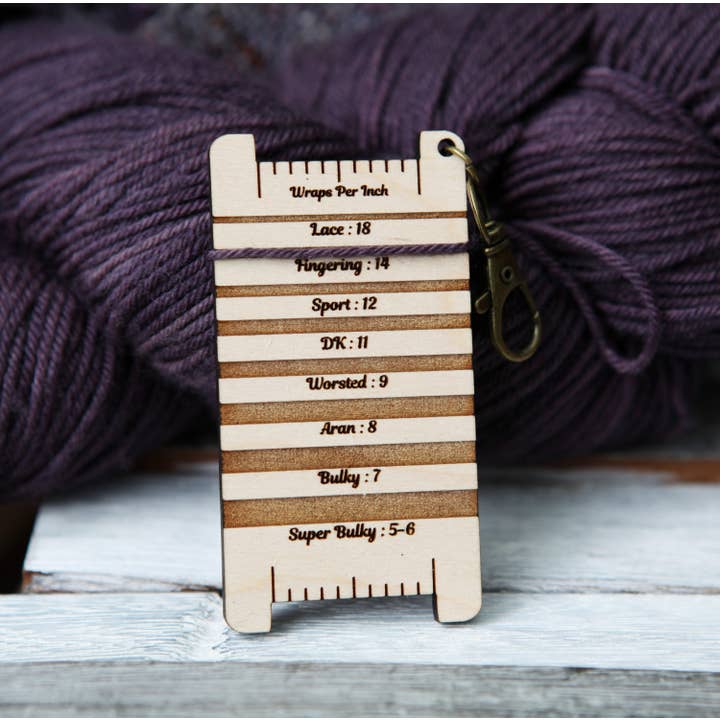 Sunrise Grove - Wholesale Knitting/Crochet Supplies - Crystal & Leaf Yarn WPI Tool Cherry Wood Gauge5