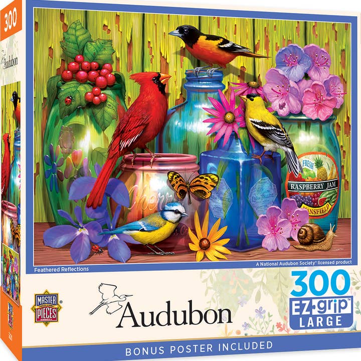 Masterpieces Puzzles - Wholesale Puzzle - Adult - Audubon - Feathered Reflections 300 Piece EZ Grip Puzzle