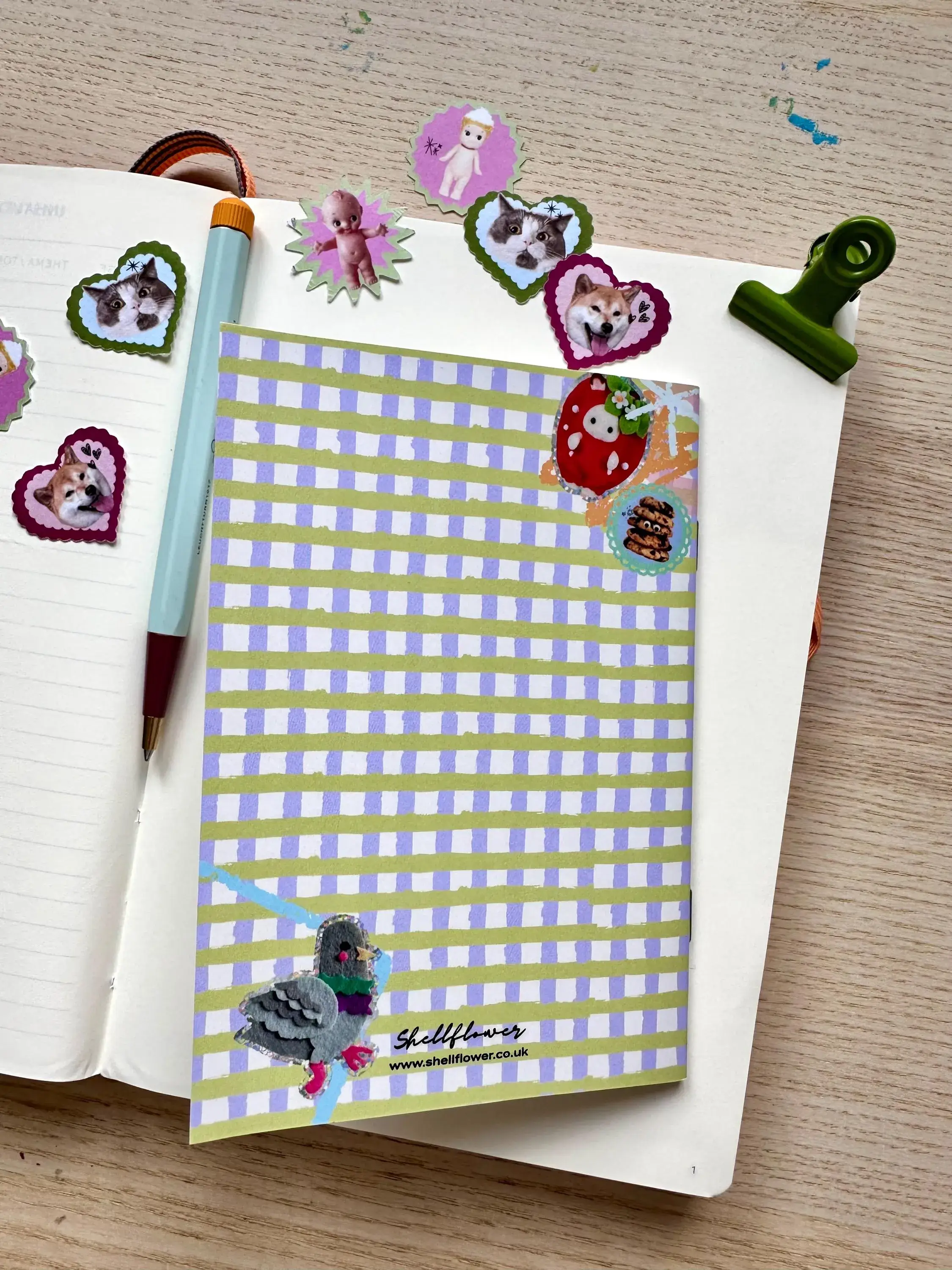 Shellflower - Wholesale Notebook - A6 Gingham Sticker Keeper Book1