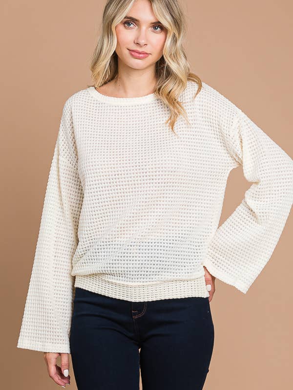 Culture Code - Wholesale Knit Top - Women's - CHT1824L - SURPLICE BACK DETAIL BELL SLV TOP17