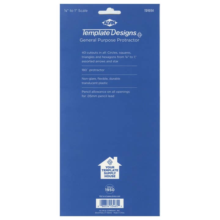 Alvin Drafting - Wholesale Craft Tool - General Purpose Protractor Template 1