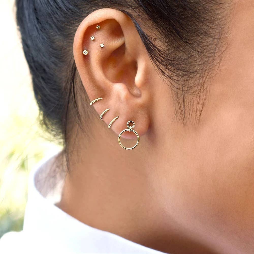 Ofina Jewelry - Wholesale Huggie Earrings - 10k Solid Gold Twisted Huggie8