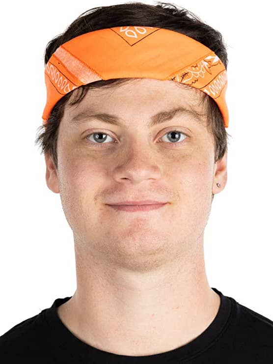 Paisley Printed Cotton Bandanas: Neon Orange for wholesale by Funky Junque