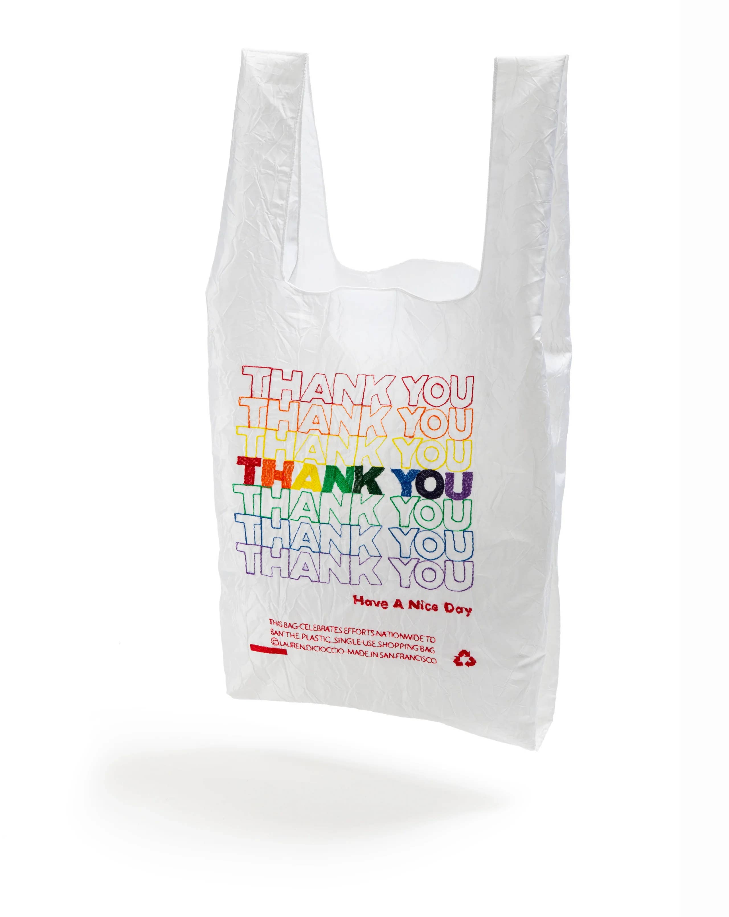 OPEN EDITIONS - Wholesale Tote Bag - Unisex - Thank You Tote // Rainbow TYTY On White // Lauren DiCioccio