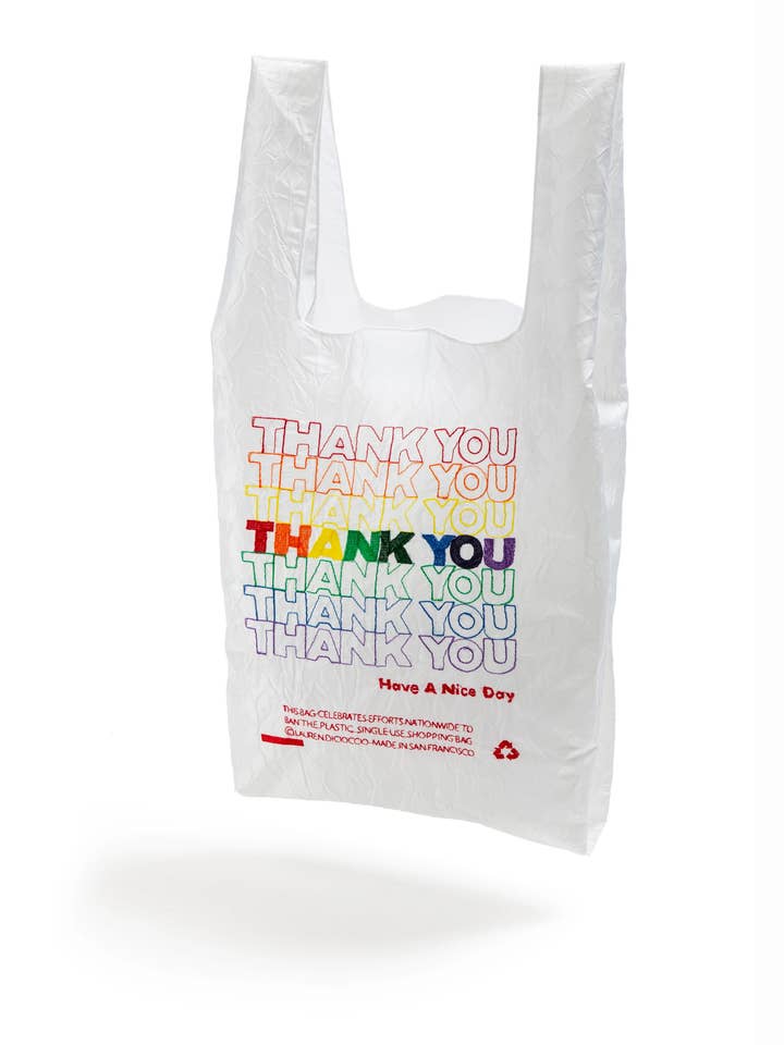 Thank You Tote // Rainbow TYTY On White // Lauren DiCioccio for wholesale by OPEN EDITIONS