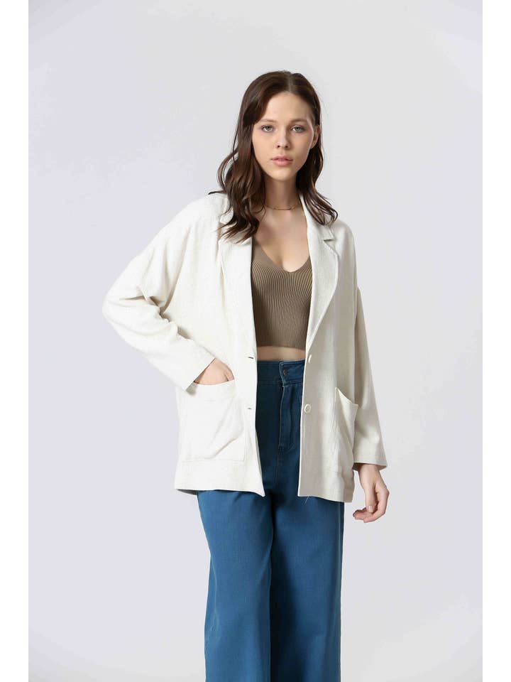 Creame T25151027 - Ladies Classic Linen Blazer for wholesale on Faire1