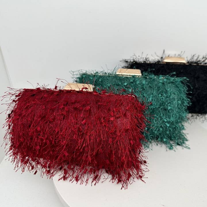 UZ Wholesale Store - Wholesale Clutch Bag - Women's - Fashionable Rectangular Fringed Evening Clutch