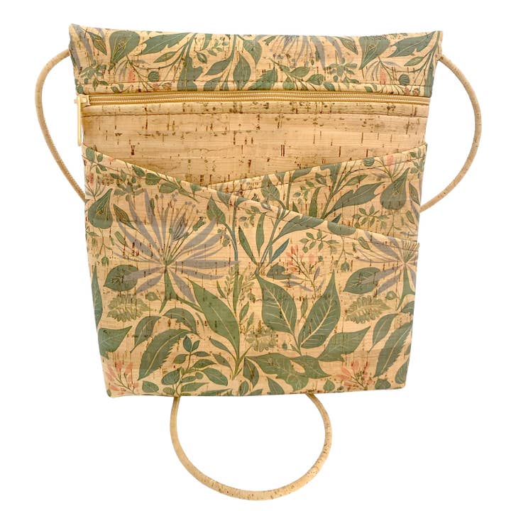 Kork Crossbody-väska med 2 korsade fickor | Lush Botanicals för wholesale av Natalie Therese