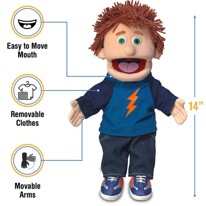 Silly Puppets – wholesale Docka - Barn och baby – Silly Puppets Tommy, Pojke, Persikohud (14")2