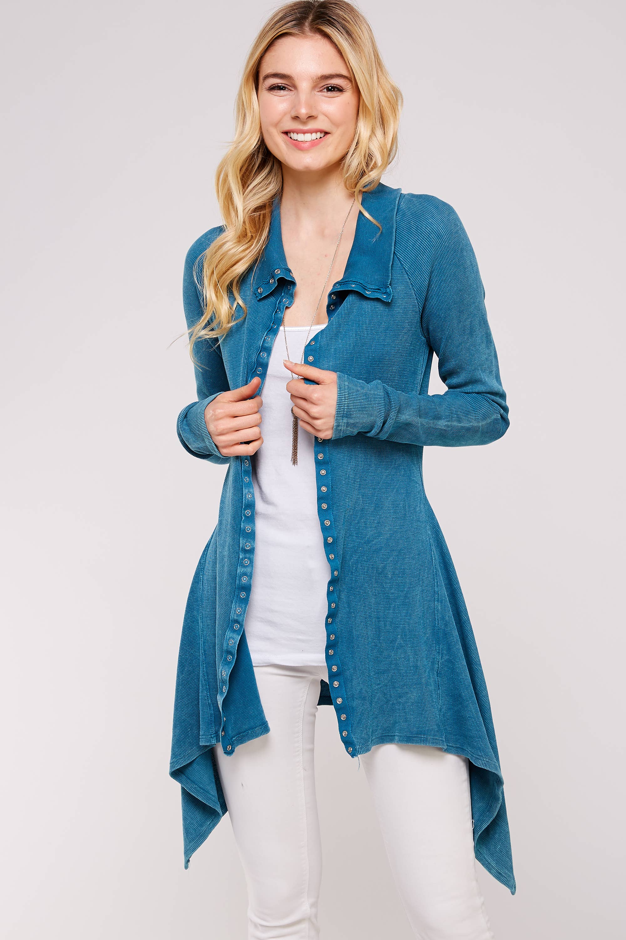 Urban X Apparel – Blusão - Mulher por atacado – Jaqueta térmica de botão lavado Urban X L/S com gola64