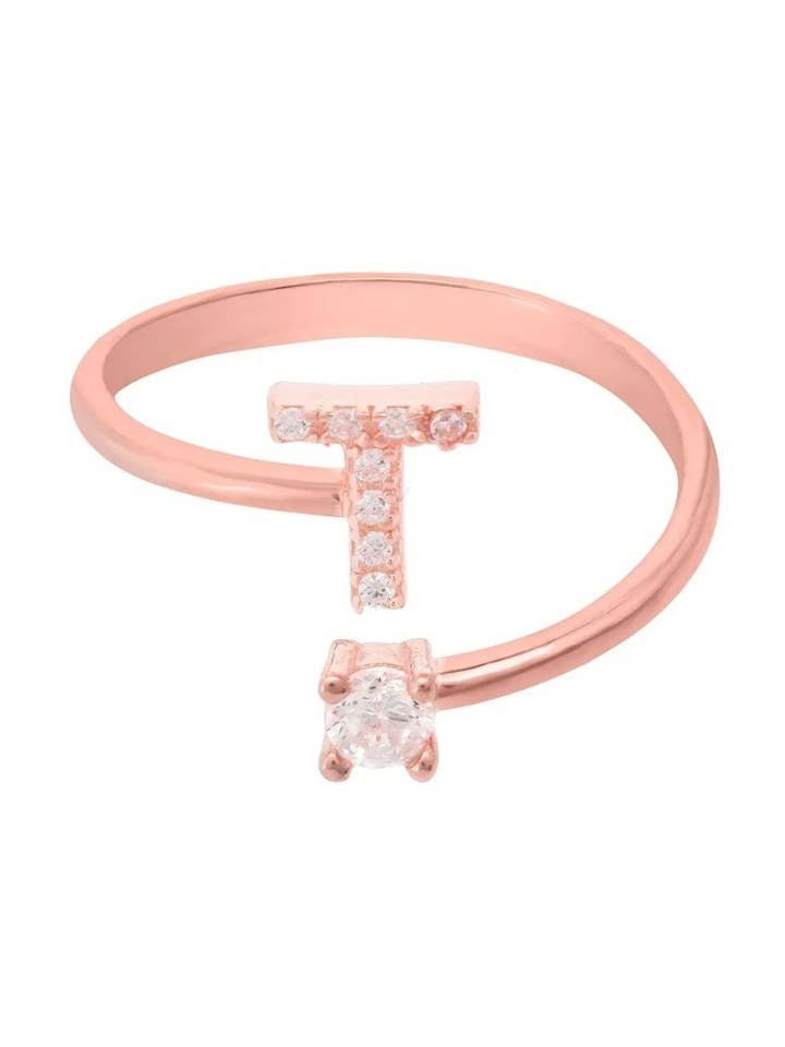 Initial Ring Rosegold T for wholesale by Latelita