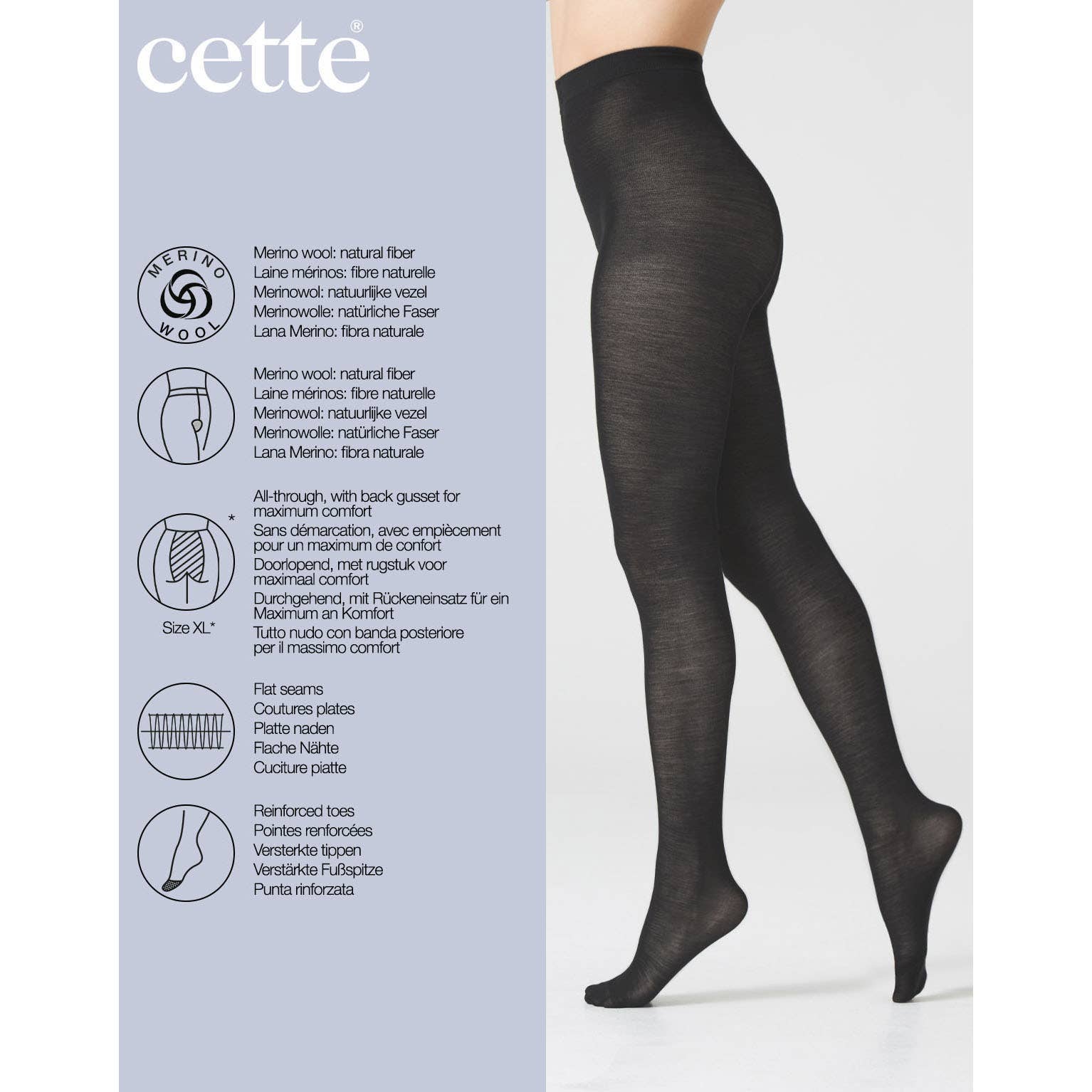 Cette - Vente Collants – femme - Collants d’hiver opaques en laine mérinos 100 DEN1