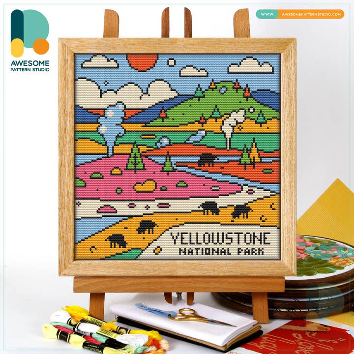 Kit de punto de cruz contado CS2671-1 del Parque Nacional de Yellowstone para venta al por mayor de Awesome Pattern Studio