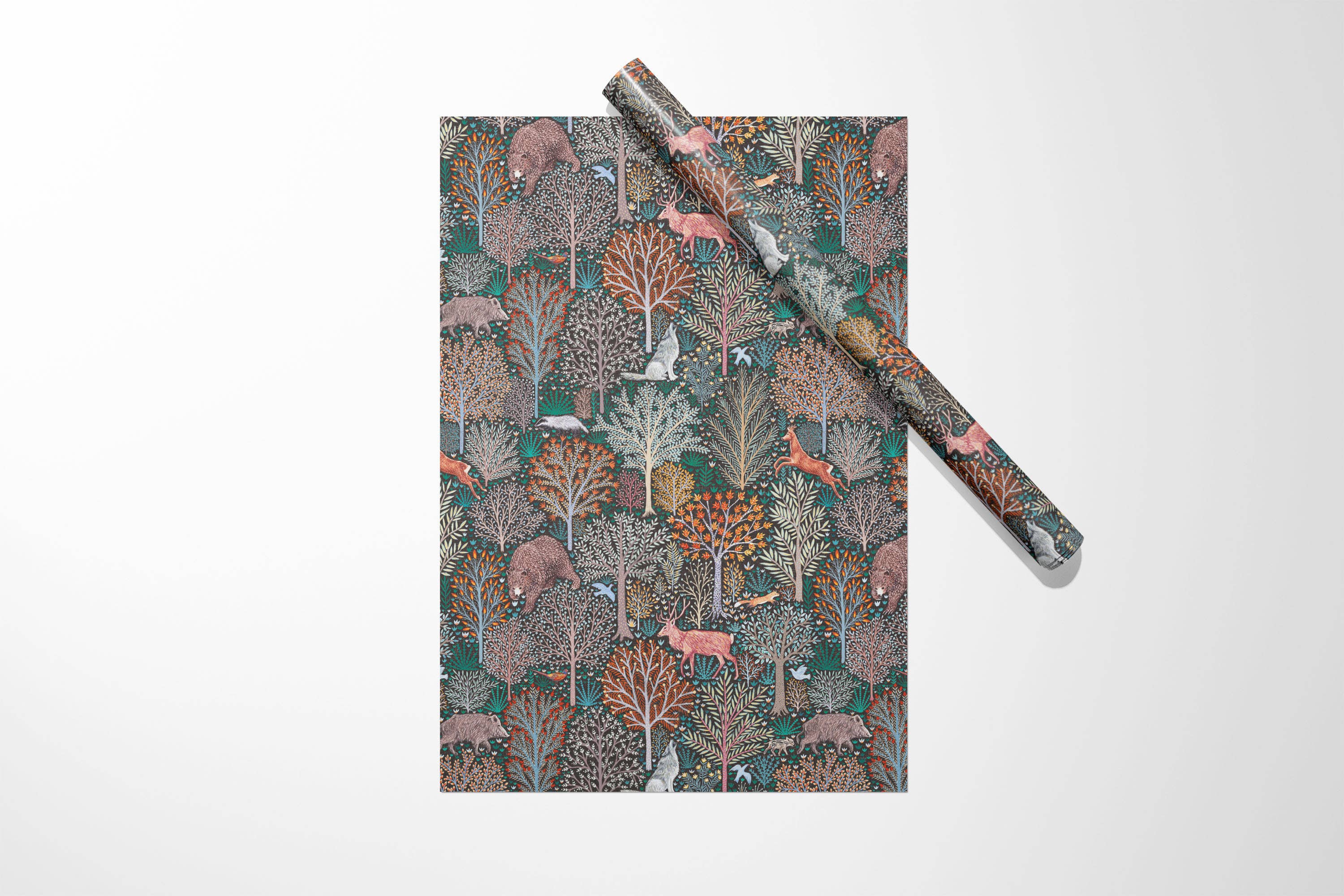 Rebecca Reck Art - Wholesale Flat Wrap - Forest Animals Forest Animals Forest Animals Wrapping Paper1