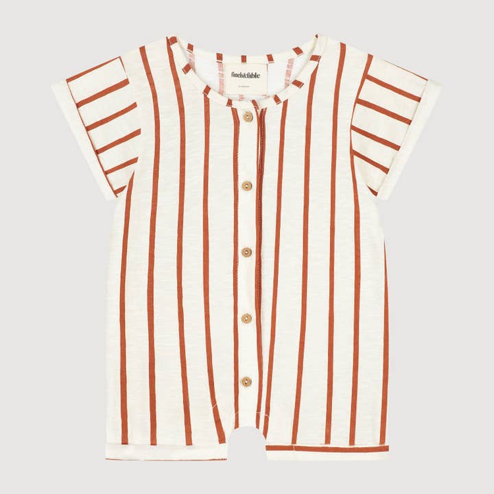 Macacão de Algodão Orgânico Risca de Maple por atacado de Finch & Fable