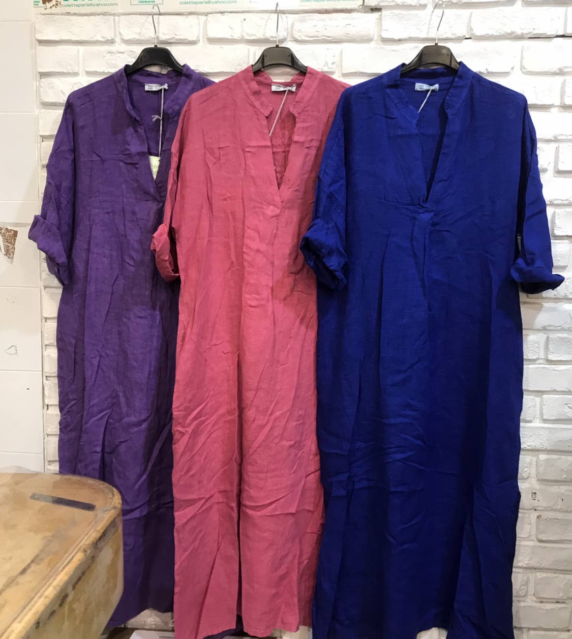 la maison des fibres naturelles – wholesale Klänning - Dam – Lång klänning med tunisisk krage 29340 i 100 % linne27