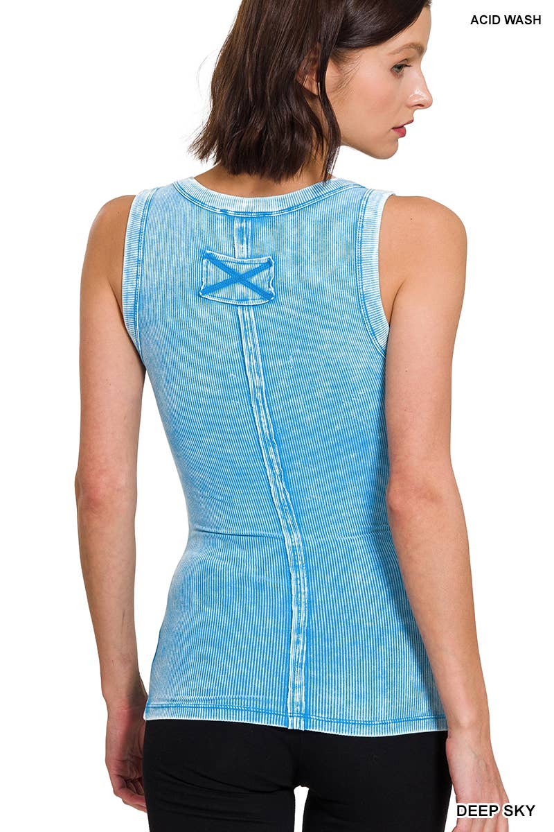 DEEP SKY  `.Washed Ribbed Scoop Neck Tank Top for wholesale on Faire7