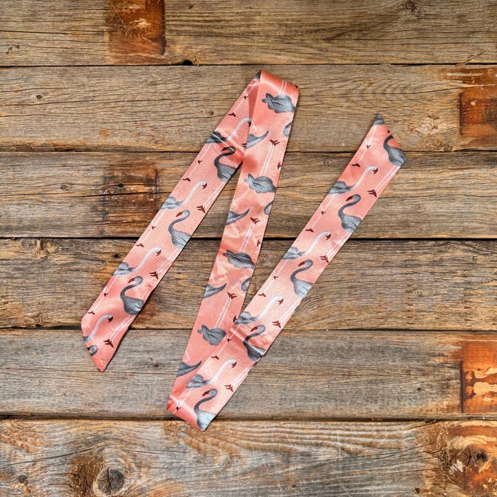 Rodeo Drive - Wholesale Scarf - Unisex - Pink and Grey Western Skinny Mini Wild Rag Scarf / Cowgirl Necktie #TW3244