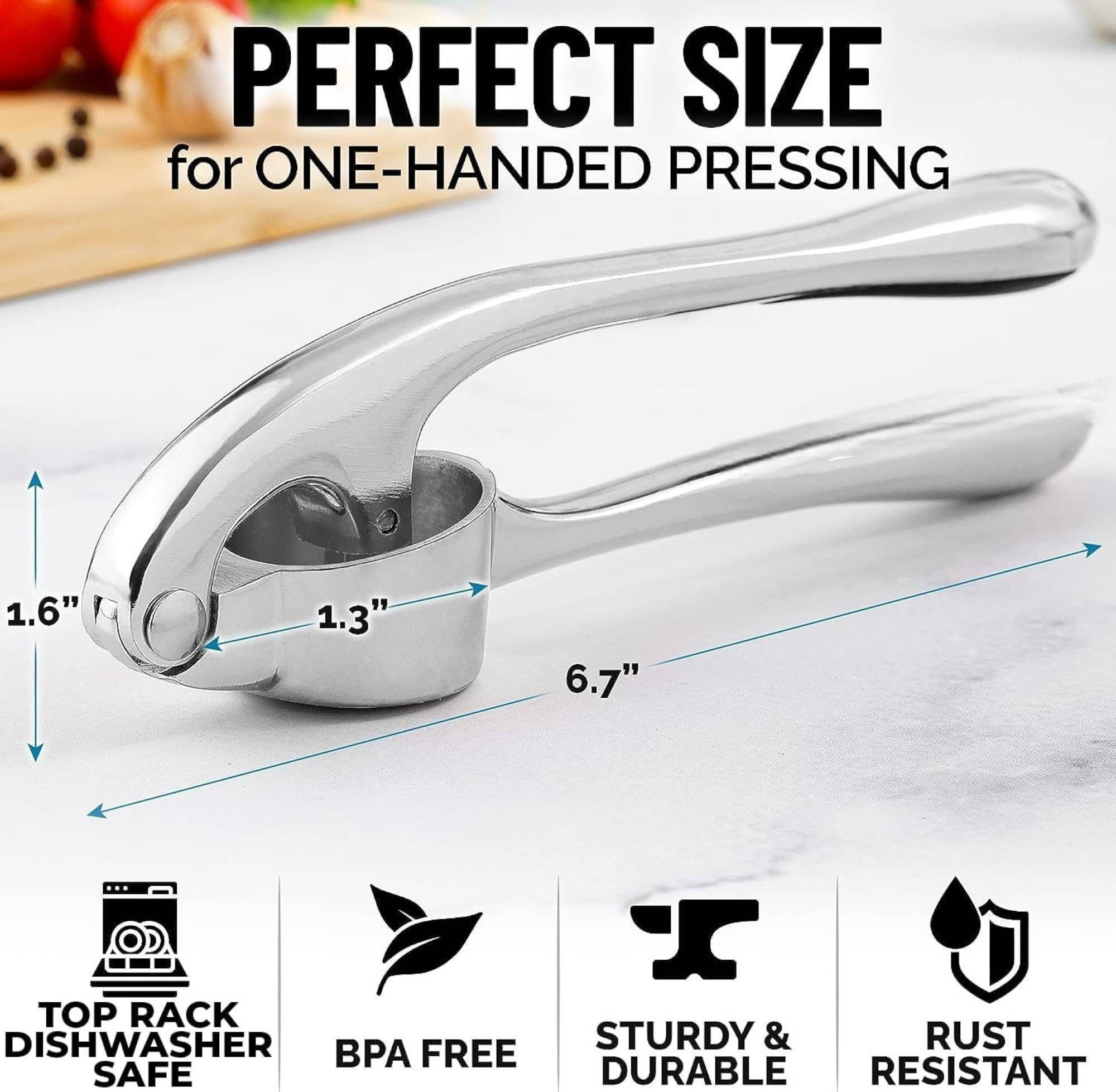 Otterware - Vente Ustensile/gadget de cuisine - Ensemble de presse-ail premium – Acier inoxydable, éplucheur et brosse4