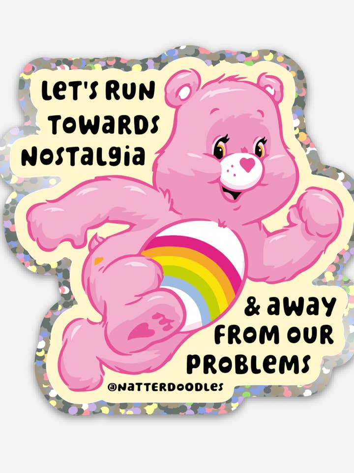 Autocolante Let's Rumo Rumo à Nostalgia Funny Care Bear dos anos 80 por atacado de NatterDoodle