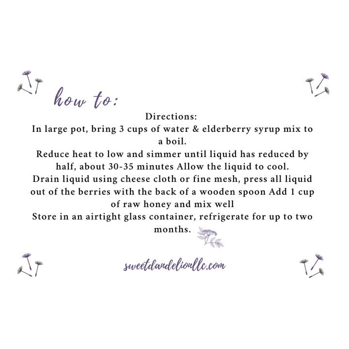 Sweet Dandelion, llc - Wholesale Oral Supplement/Vitamin - Elderberry Syrup Mix1